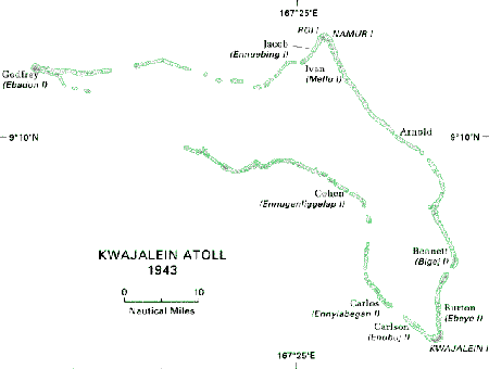 クェゼリン環礁の地図